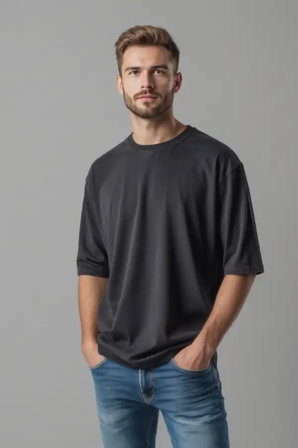 חולצת OVERSIZE צבע אפור עכבר