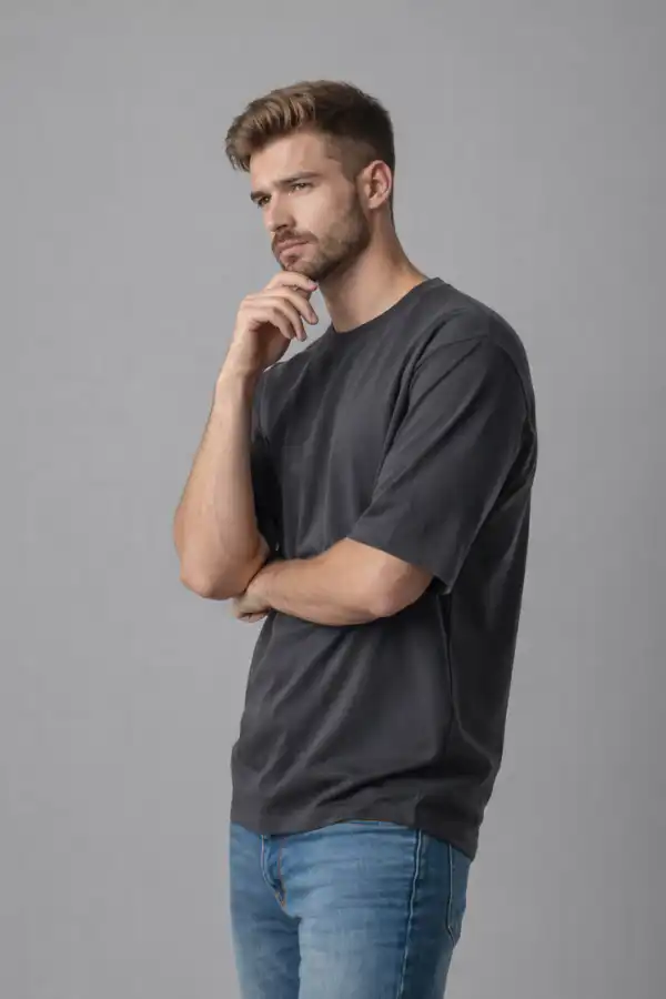 חולצת OVERSIZE צבע אפור עכבר 3 חולצת OVERSIZE צבע אפור עכבר – תמונה 3
