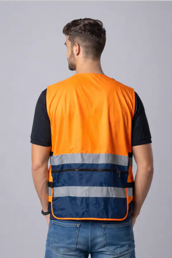 וסט עבודה כתום זוהר עם כיסים